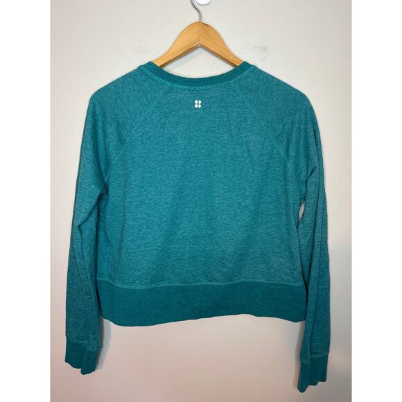 Sweaty Betty Chelsea Crop Sweatshirt Crewneck Teal Long Sleeve Size M Athleisure - Picture 5 of 9